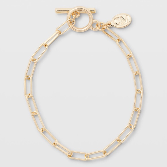 Paperclip Chain Bracelet - New With Tags - NEVER WORN - Gold - Picture 1 of 3